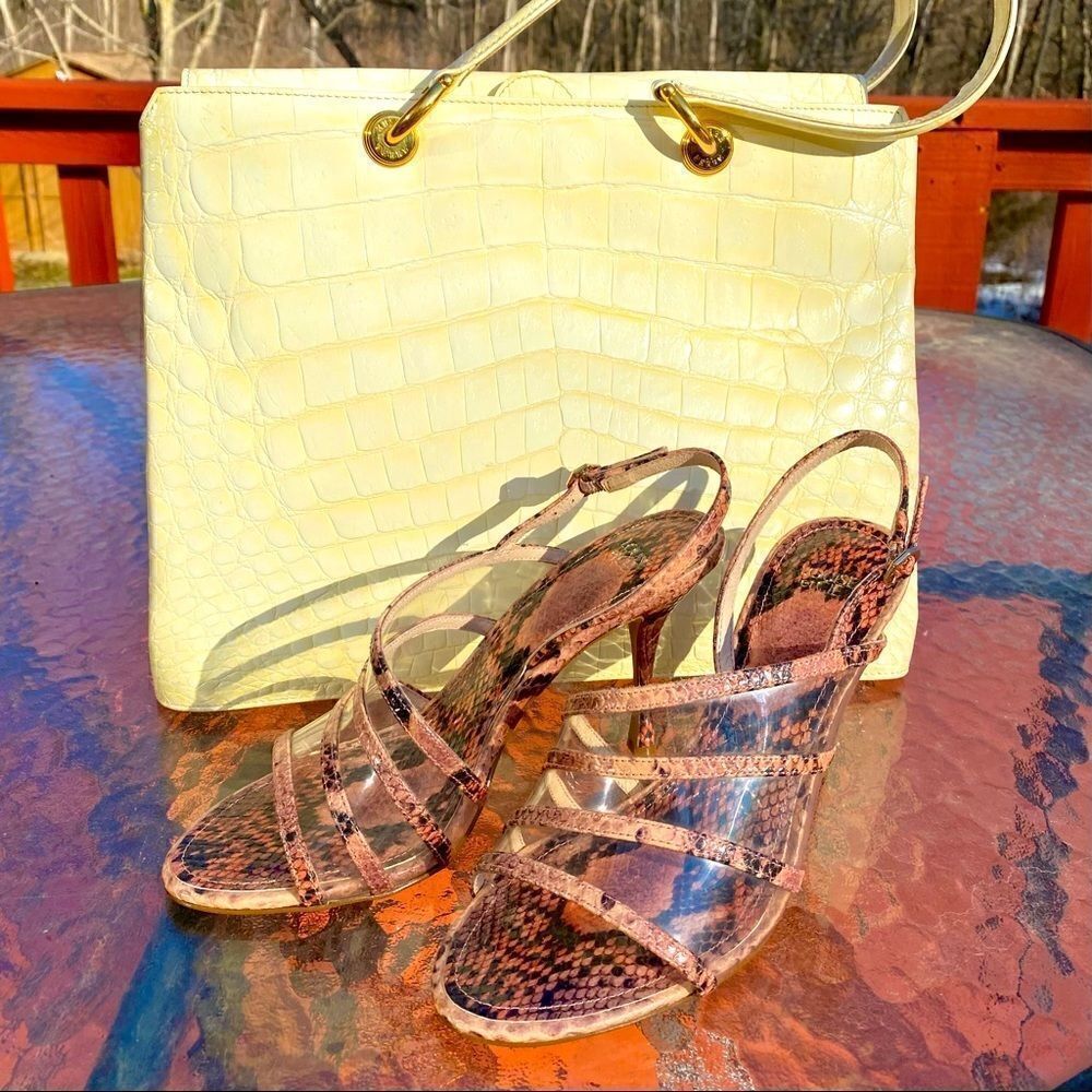 NEW LOUISE ET CIE SNAKE SKIN NABILA STRAPPY SLING BACKS 8M - Picture 4 of 16